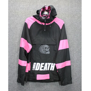 Liquid Death Wind Slasher Windbreaker Hoodie Size Small Balck Pink